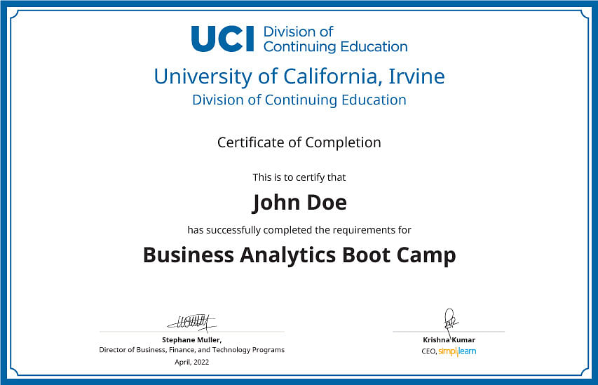 Business Analytics Boot Camp Uci